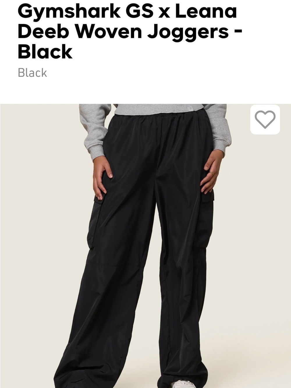 Gymshark Black Woven Cargo Track Joggers